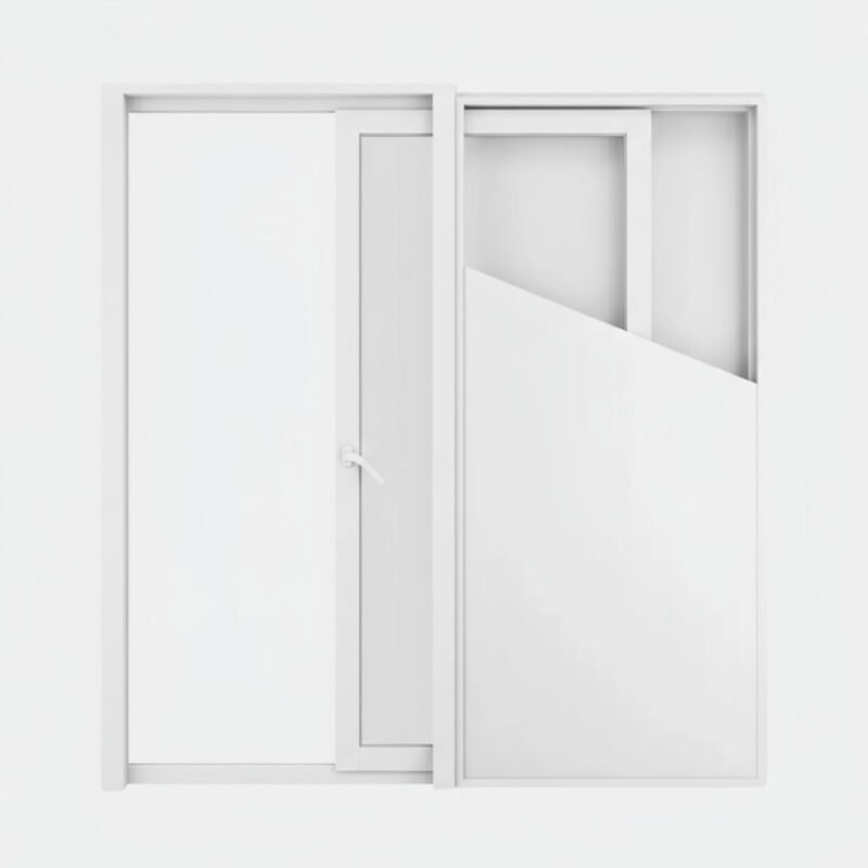 1 vantail - 1 rail pvc baie vitrée ouverte