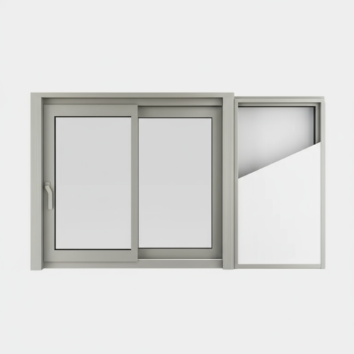 Fenêtre coulissante à galandage alu gamme Schüco ASS 39 SC 2 vantaux – 2 rails