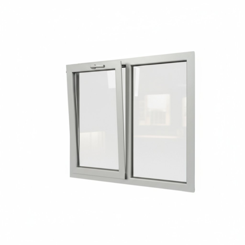 Fenêtre à soufflet avec fixe latéral en aluminium, Schüco AWS 75