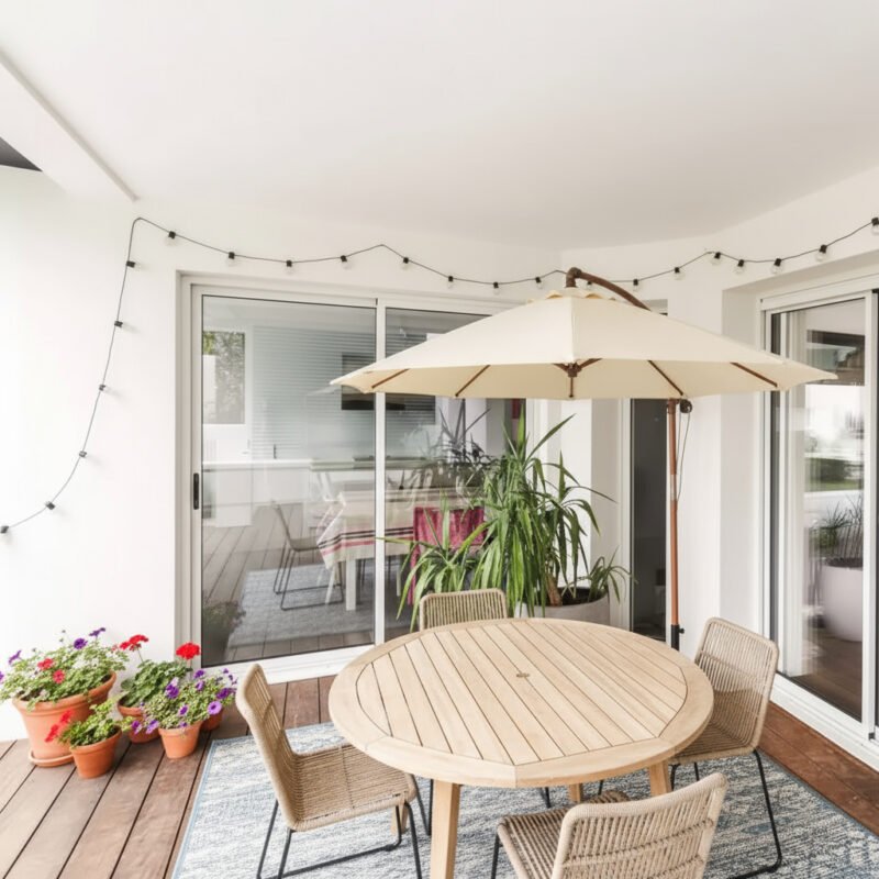 Baie vitrée coulissante PVC 2 vantaux – 2 rails dans un décore Baie vitrée coulissante PVC 2 vantaux – 2 rails dans un décore