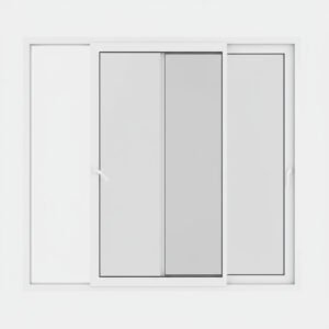 Baie vitrée coulissante PVC 2 vantaux – 2 rails ouverte$ Baie vitrée coulissante PVC 2 vantaux – 2 rails ouverte