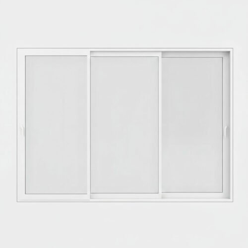 Baie vitrée coulissante PVC 3 vantaux – 3 rails