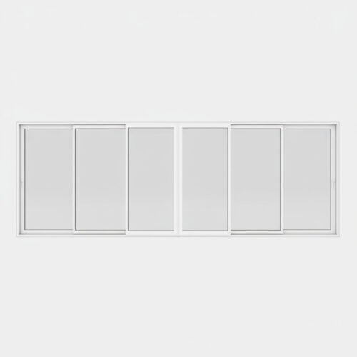 Baie vitrée coulissante PVC 6 vantaux – 3 rails