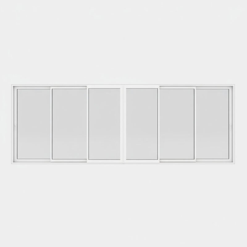 Baie vitrée coulissante PVC 6 vantaux – 3 rails Baie vitrée coulissante PVC 6 vantaux – 3 rails