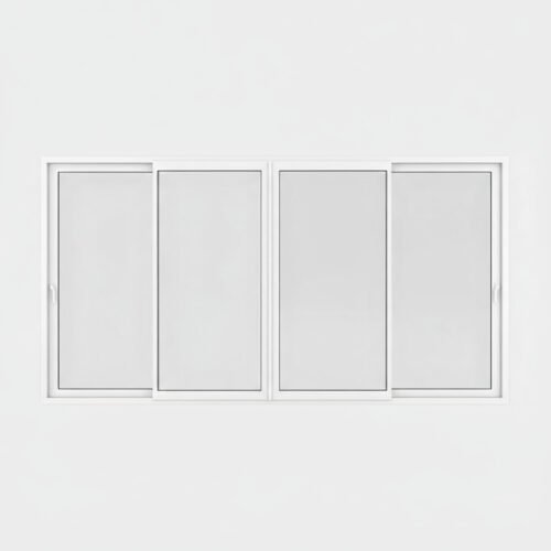 Baie vitrée coulissante PVC X 4 vantaux – 2 rails