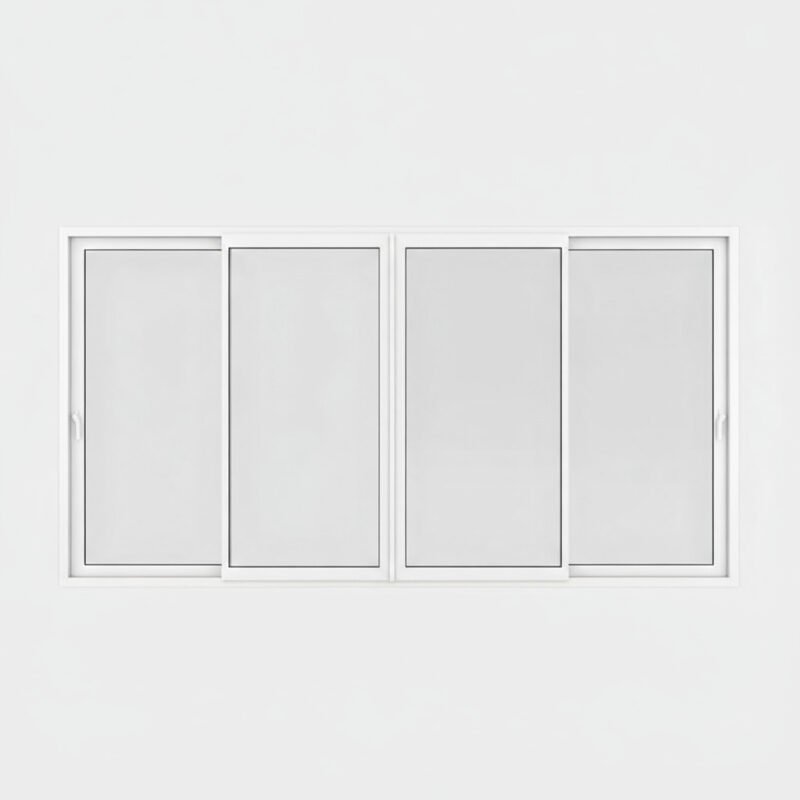 Baie vitrée coulissante PVC X 4 vantaux – 2 rails Baie vitrée coulissante PVC X 4 vantaux – 2 rails