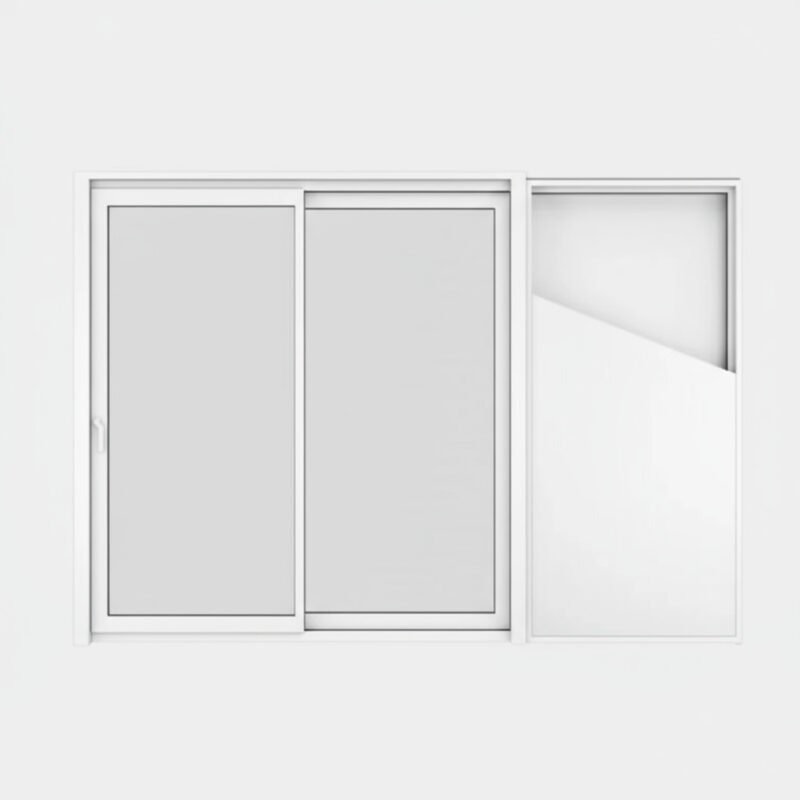 Baie vitrée coulissante à galandage PVC 2 vantaux – 2 rails