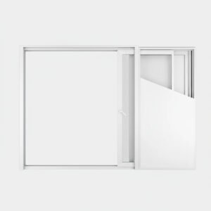 Baie vitrée coulissante à galandage PVC 2 vantaux – 2 rails ouverte