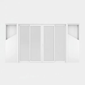 Baie vitrée coulissante à galandage PVC 4 vantaux – 2 rails