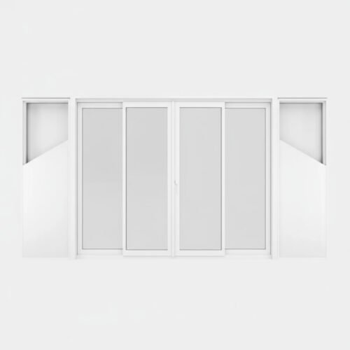 Baie vitrée coulissante à galandage PVC 4 vantaux – 2 rails