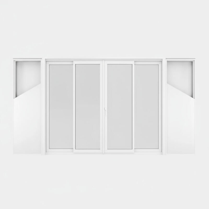 Baie vitrée coulissante à galandage PVC 4 vantaux – 2 rails