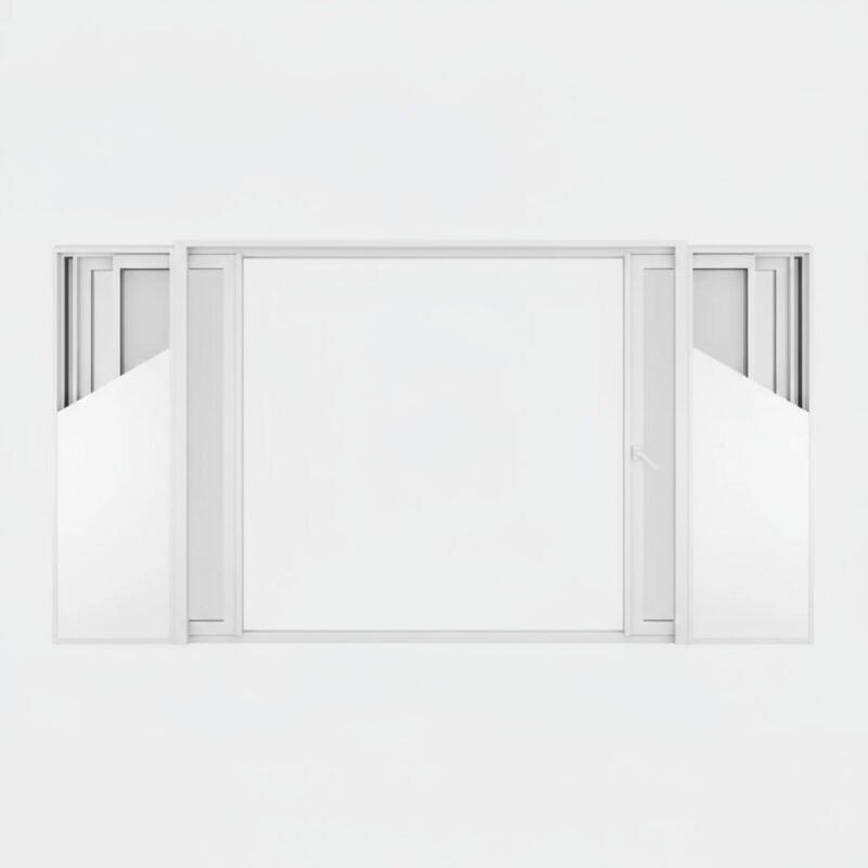 Baie vitrée coulissante à galandage PVC 4 vantaux – 2 rails ouverte