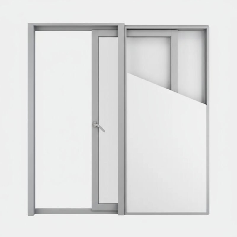 Baie vitrée coulissante à galandage aluminium 1 vantail – 1 rail ouverte