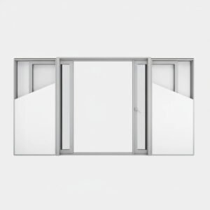 Baie vitrée coulissante à galandage aluminium 2 vantaux – 1 rail ouverte