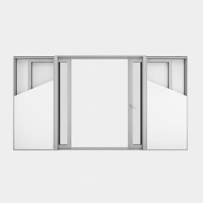 Baie vitrée coulissante à galandage aluminium 2 vantaux – 1 rail ouverte