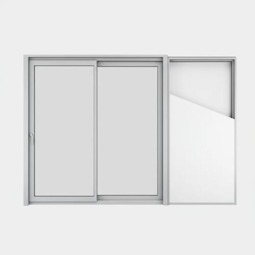 Baie vitrée coulissante à galandage aluminium 2 vantaux – 2 rails