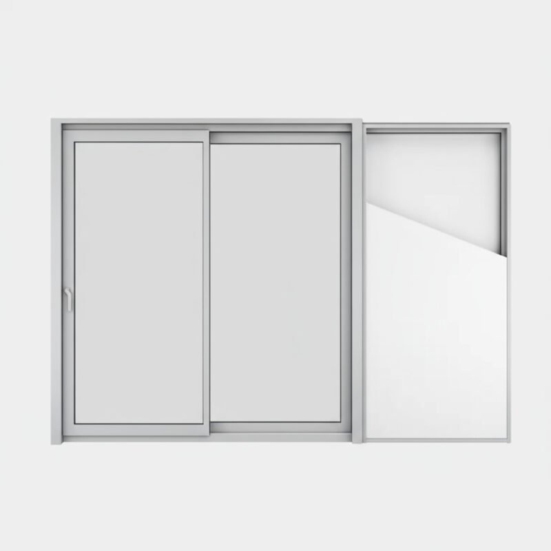 Baie vitrée coulissante à galandage aluminium 2 vantaux – 2 rails