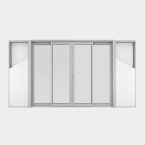 Baie vitrée coulissante à galandage aluminium 4 vantaux – 2 rails