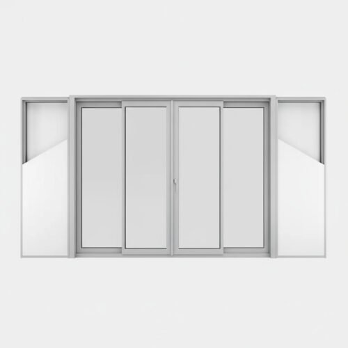 Baie vitrée coulissante à galandage aluminium 4 vantaux – 2 rails