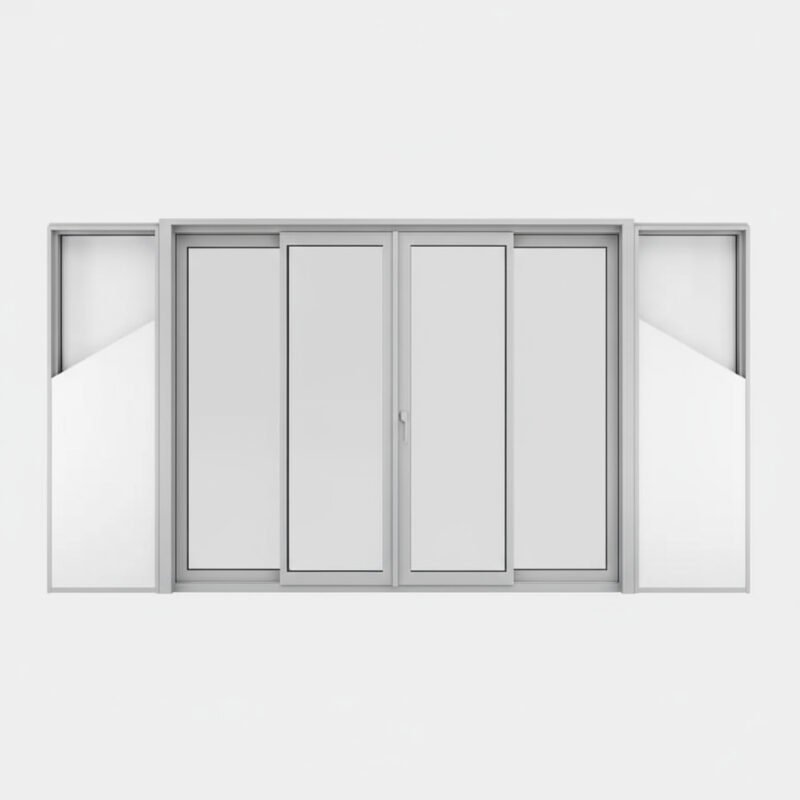 Baie vitrée coulissante à galandage aluminium 4 vantaux – 2 rails
