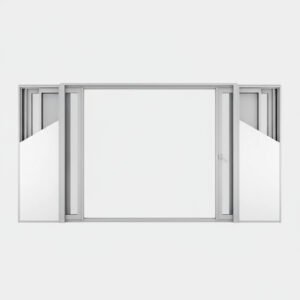 Baie vitrée coulissante à galandage aluminium 4 vantaux – 2 rails ouverte