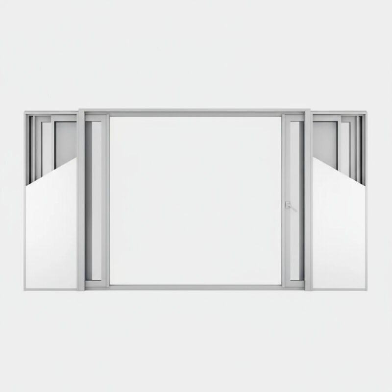 Baie vitrée coulissante à galandage aluminium 4 vantaux – 2 rails ouverte