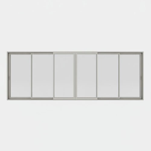 Baie vitrée coulissante aluminium 6 vantaux – 3 rails