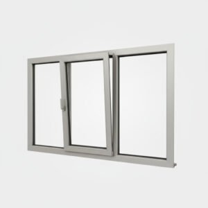 Fenêtre Aluminium 1 vantail + 2 fixes – ouverture oscillo-battante