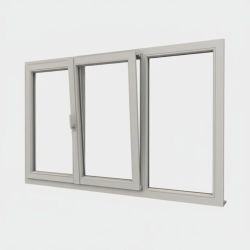 Fenêtre Aluminium 2 vantail + 1 fixe – ouverture oscillo-battante