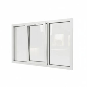 Fenêtre PVC 1 vantail + 2 fixes – soufflet