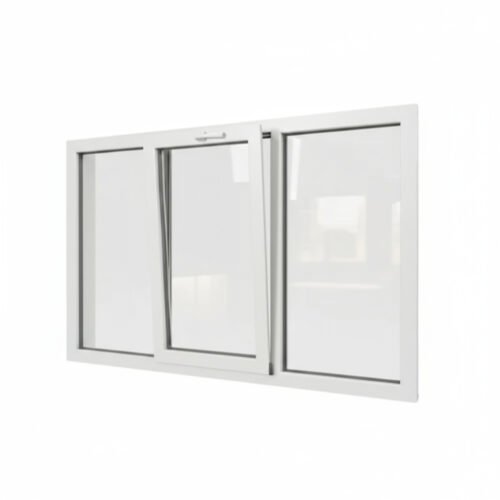 Fenêtre PVC 1 vantail + 2 fixes – soufflet