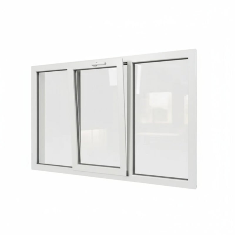 Fenêtre PVC 1 vantail + 2 fixes – soufflet