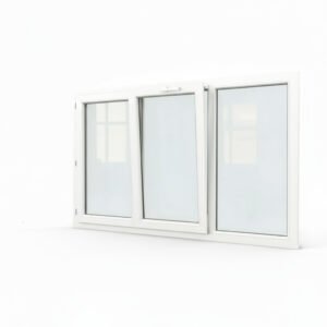 Fenêtre PVC 2 vantaux + 1 fixe – soufflet Fenêtre PVC 2 vantaux + 1 fixe – soufflet