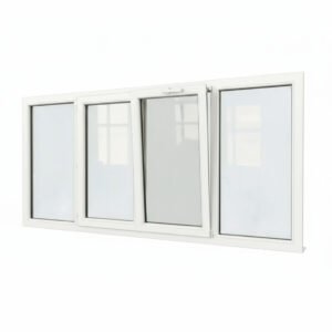 Fenêtre PVC 2 vantaux + 2 fixes – soufflet Fenêtre PVC 2 vantaux + 2 fixes – soufflet