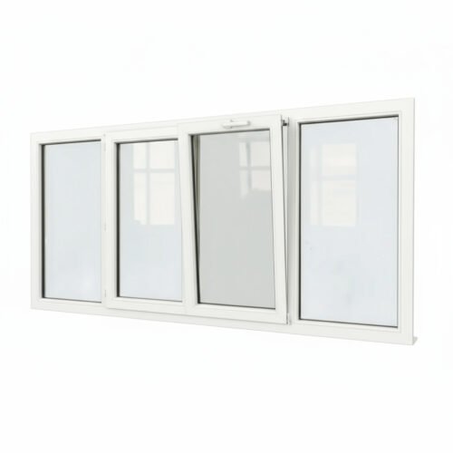 Fenêtre PVC 2 vantaux + 2 fixes – soufflet