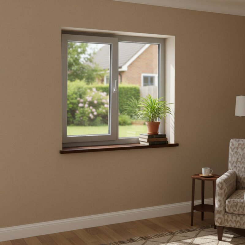 Fenêtre alu 1 vantail + 1 fixe – soufflet décore