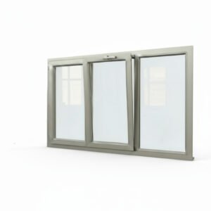 Fenêtre alu 2 vantaux + 1 fixe – soufflet