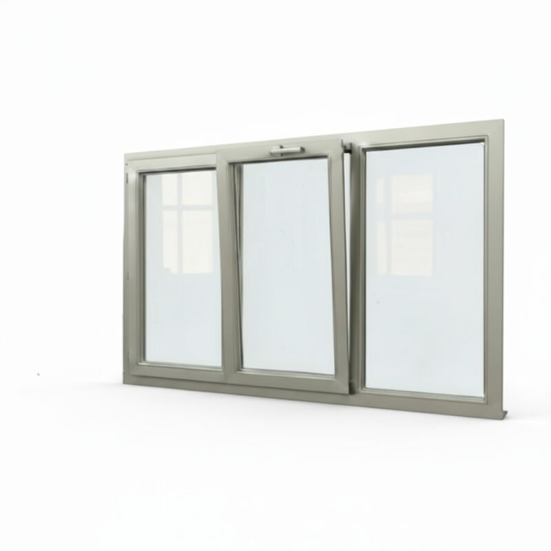Fenêtre alu 2 vantaux + 1 fixe – soufflet