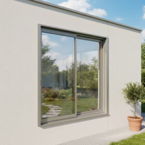 Fenêtre coulissante à galandage alu gamme 2 vantaux – 2 rails décore