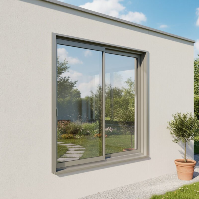 Fenêtre coulissante à galandage alu gamme 2 vantaux – 2 rails décore