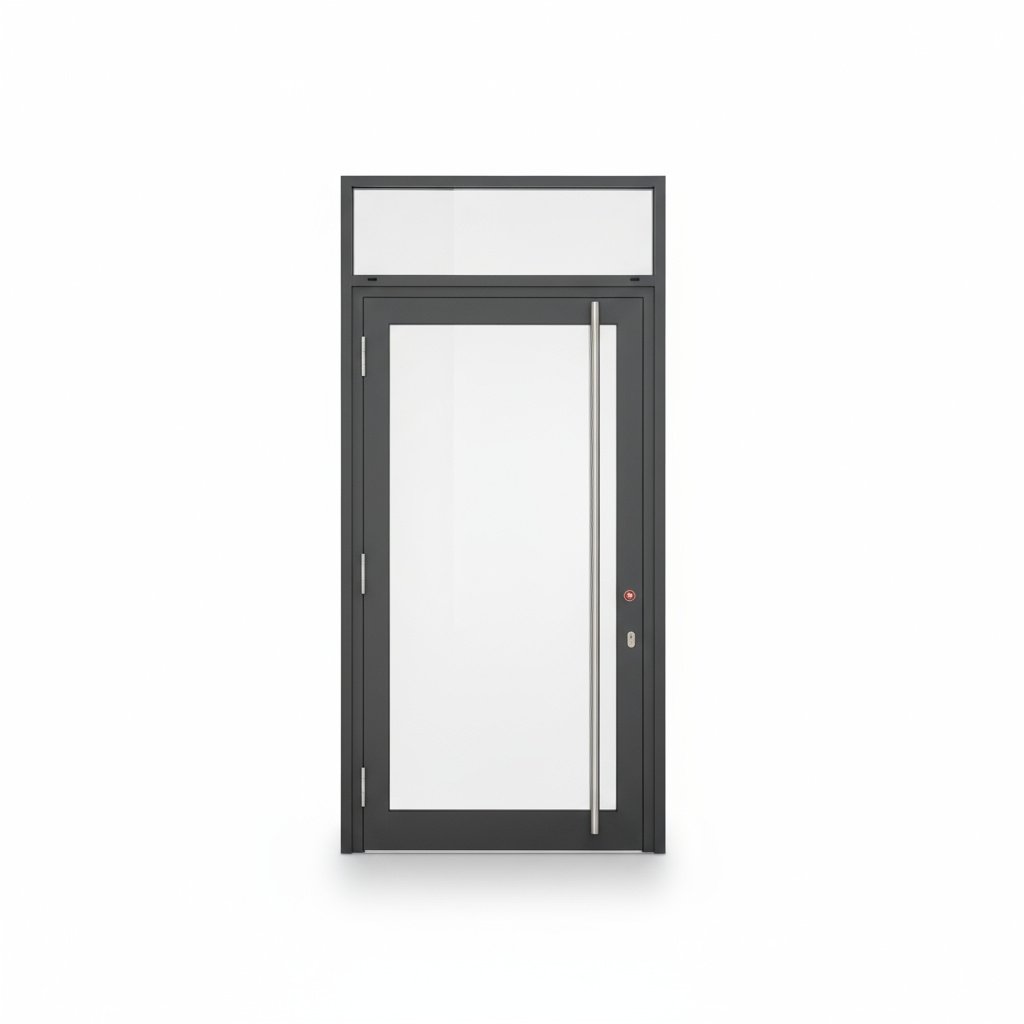 Porte d'entrée aluminium avec imposte Schüco ADS 60 CH