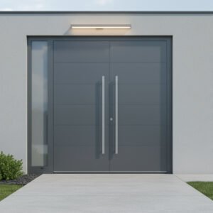 Porte d’entrée aluminium Schüco ADS 60 CH 2 vantaux + 1 tierce