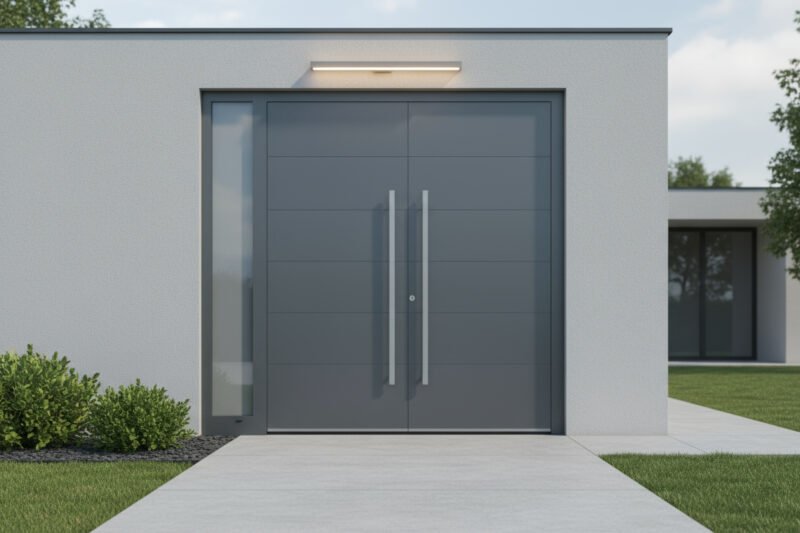 Porte d’entrée aluminium Schüco ADS 60 CH 2 vantaux + 1 tierce