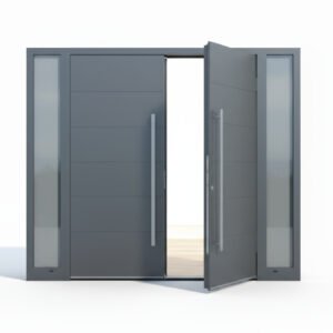 Porte d’entrée aluminium Schüco ADS 60 CH 2 vantaux + 2 tierces
