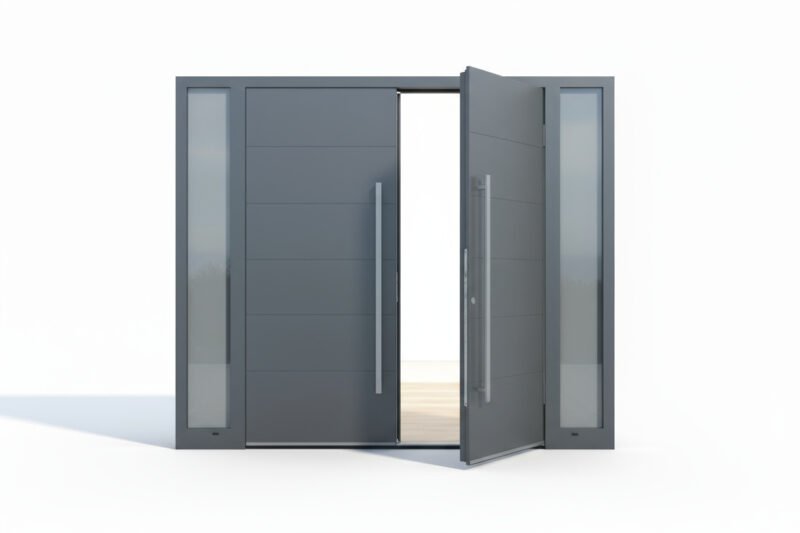 Porte d’entrée aluminium Schüco ADS 60 CH 2 vantaux + 2 tierces