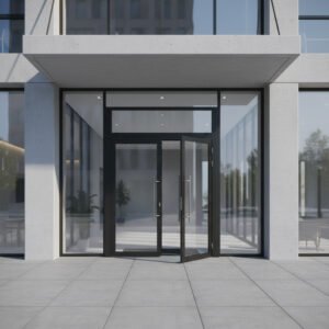 Porte d’entrée aluminium Schüco ADS 60 CH 2 vantaux + imposte