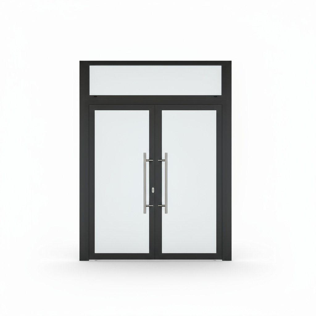 Porte d'entrée 2 vantaux sur mesure en aluminium Schüco