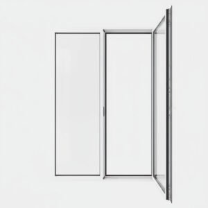 Porte-fenêtre PVC 1 vantail + 1 fixe – ouverture à la française ouverte