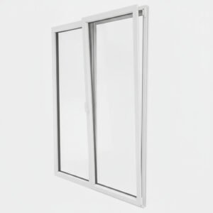 Porte-fenêtre PVC 1 vantail + 1 fixe – ouverture oscillo-battante ouverte