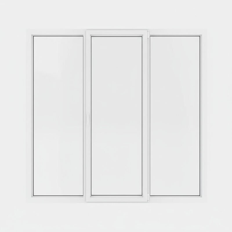 Porte-fenêtre PVC 1 vantail + 2 fixes – ouverture à la française
